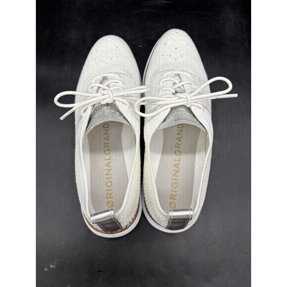 Cole Haan Women 5.5 B Grand Stitchlite Wingtip Oxford White Knit Shoes W11514 - Picture 5 of 7